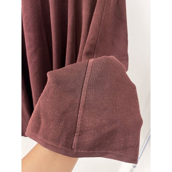 Women's Jason Wu Burgundy Short Sleeve Fit Flared Knit Dress size large Dark Aca - Picture 7 of 7